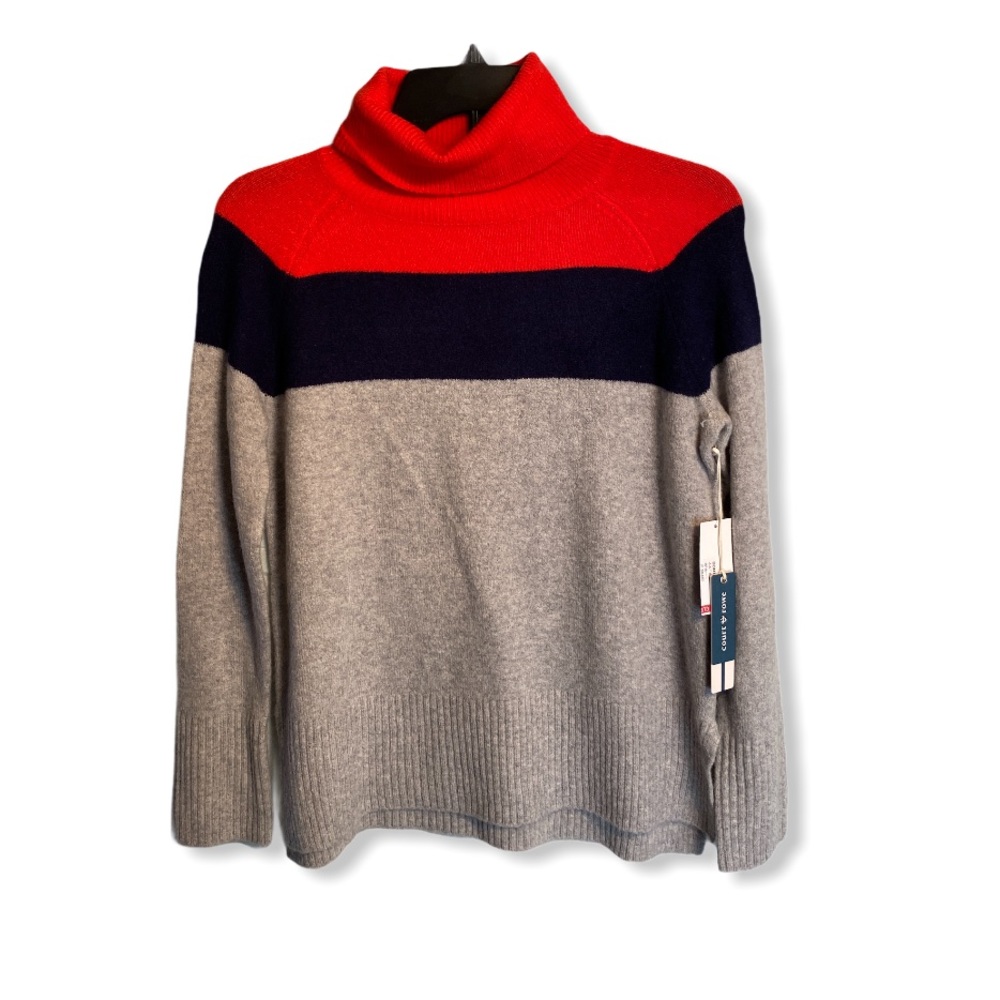 Court & Rowe Colorblock Turtleneck Sweater Rouge - Picture 3 of 7